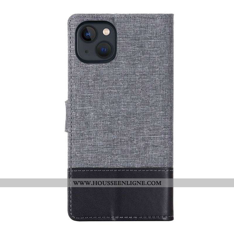 Housse iPhone 14 Plus Tissu et Effet Cuir MUXMA