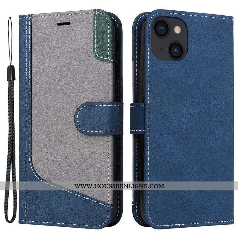 Housse iPhone 14 Plus Tricolore avec Lanière