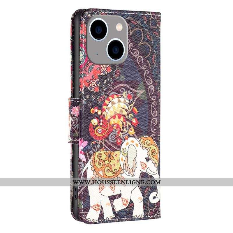 Housse iPhone 14 Plus Éléphant Tribal