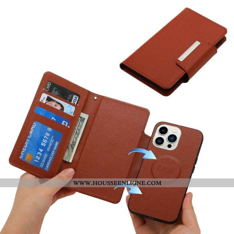 Housse iPhone 14 Pro Coque Détachable Fermoir Argenté