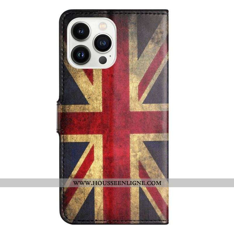 Housse iPhone 14 Pro Drapeau Anglais Vintage