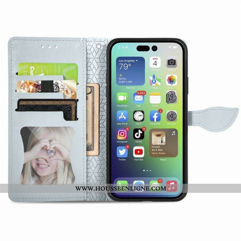 Housse iPhone 14 Pro Feuilles Tribales
