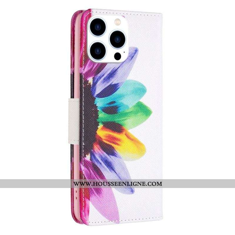 Housse iPhone 14 Pro Fleur Aquarelle