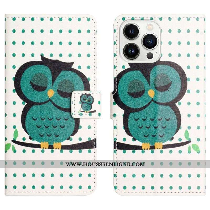 Housse iPhone 14 Pro Hibou Endormi
