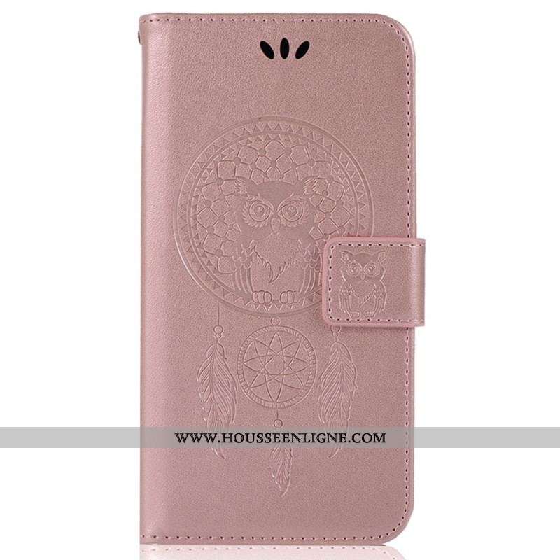 Housse iPhone 14 Pro Max Attrape Rêves Hibou à Lanière