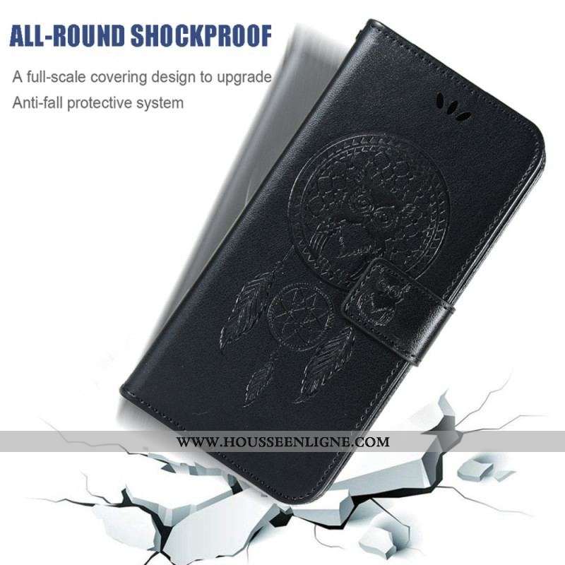Housse iPhone 14 Pro Max Attrape Rêves Hibou à Lanière