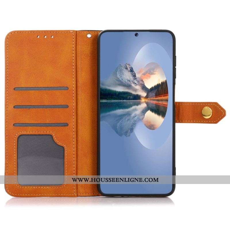 Housse iPhone 14 Pro Max Bicolore Fermoir Doré KHAZNEH