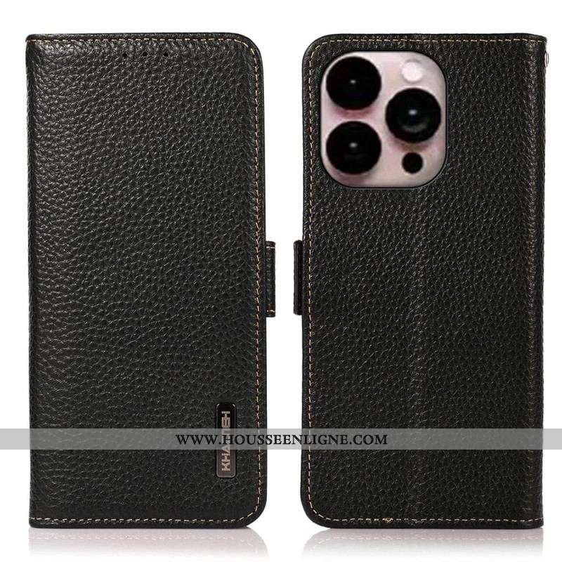 Housse iPhone 14 Pro Max Cuir Litchi KHAZNEH Protection RFID