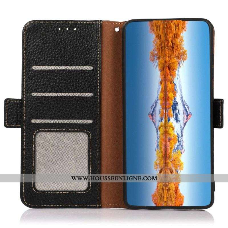 Housse iPhone 14 Pro Max Cuir Litchi KHAZNEH Protection RFID