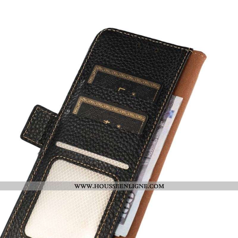 Housse iPhone 14 Pro Max Cuir Litchi KHAZNEH Protection RFID