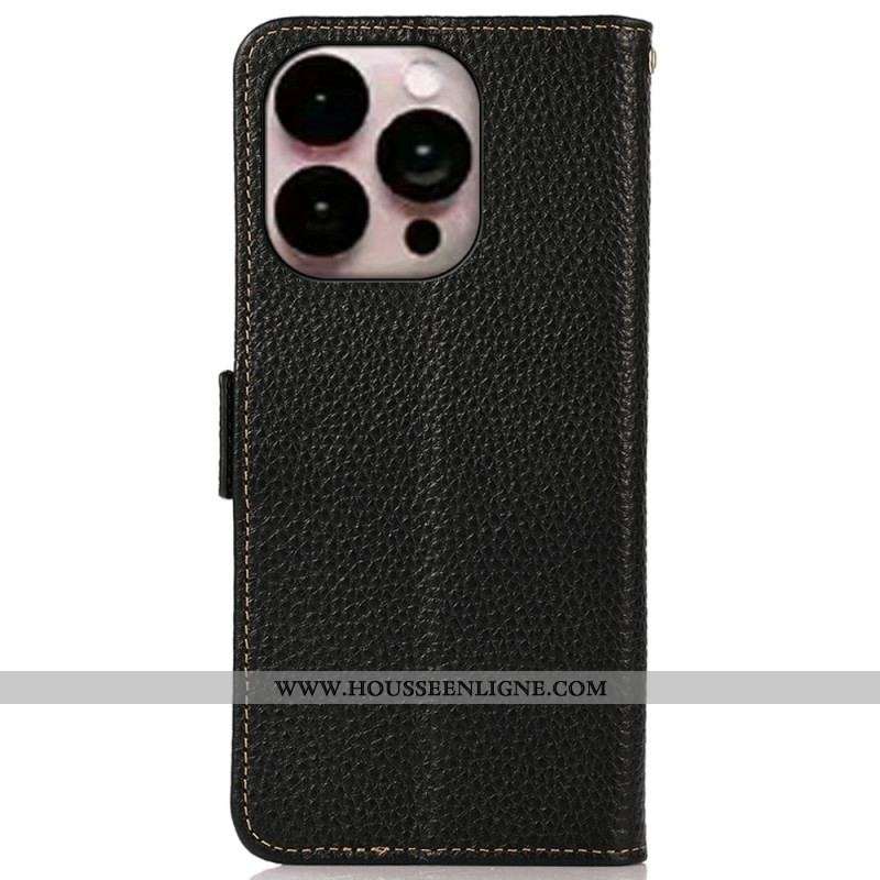 Housse iPhone 14 Pro Max Cuir Litchi KHAZNEH Protection RFID