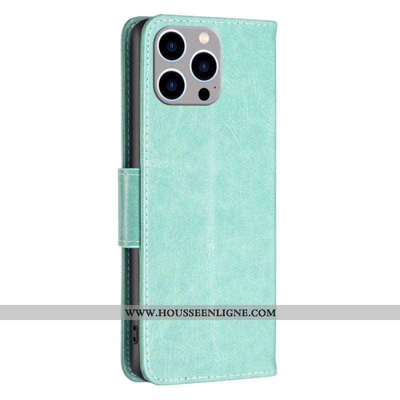 Housse iPhone 14 Pro Max Papillons Imprimés à Lanière