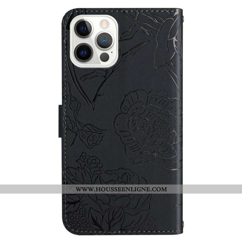 Housse iPhone 14 Pro Max Papillons et Bandoulière
