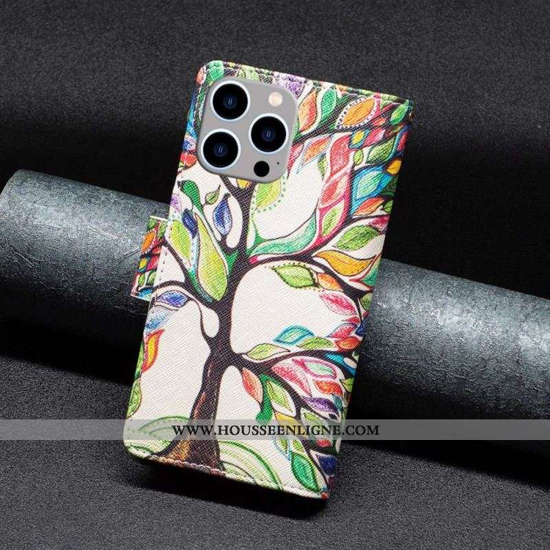 Housse iPhone 14 Pro Max Poche Zippée Arbre
