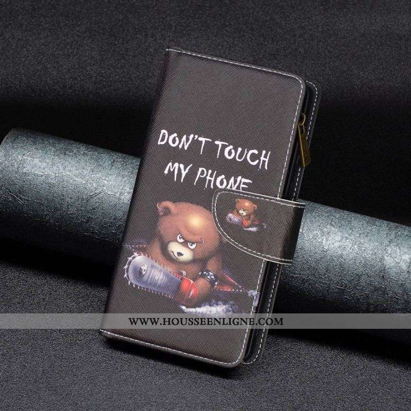 Housse iPhone 14 Pro Max Poche Zippée Ours Dangereux