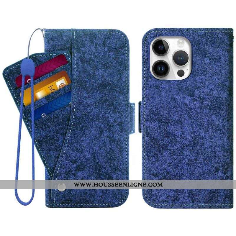 Housse iPhone 14 Pro Max Porte-Cartes Frontal à Lanière
