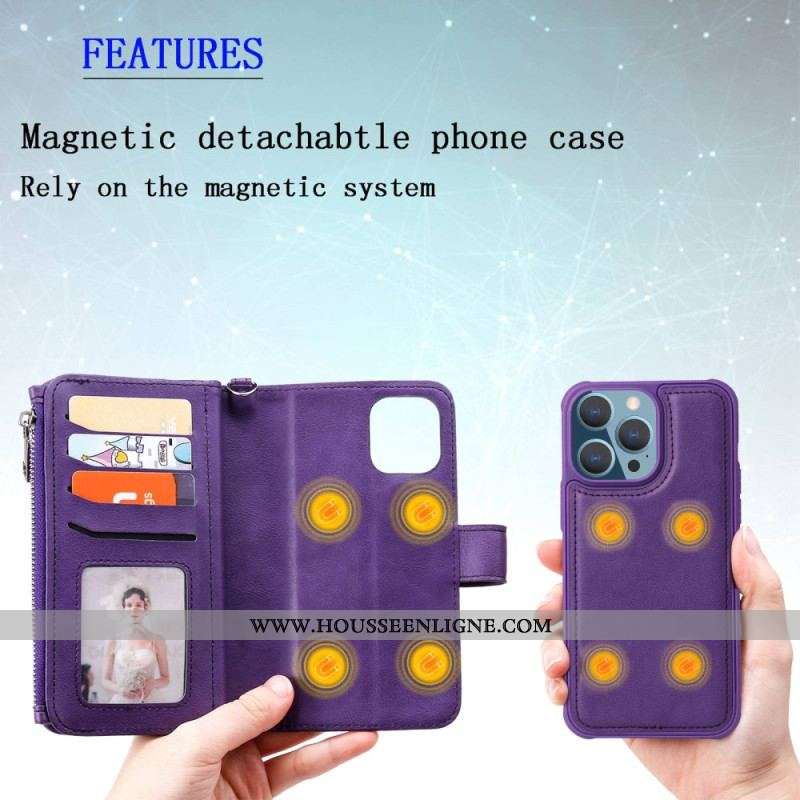 Housse iPhone 14 Pro Max Portefeuille avec Coque Détachable