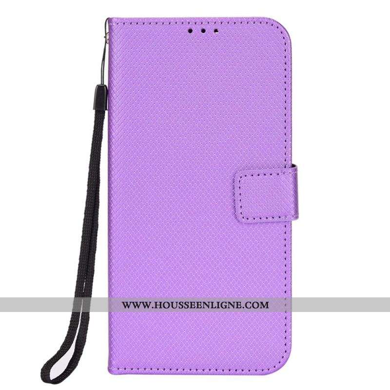 Housse iPhone 14 Pro Max Simili Cuir Stylé à Lanière