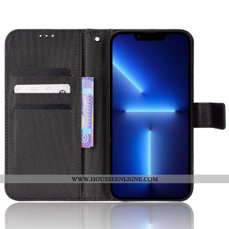 Housse iPhone 14 Pro Max Simili Cuir Stylé à Lanière