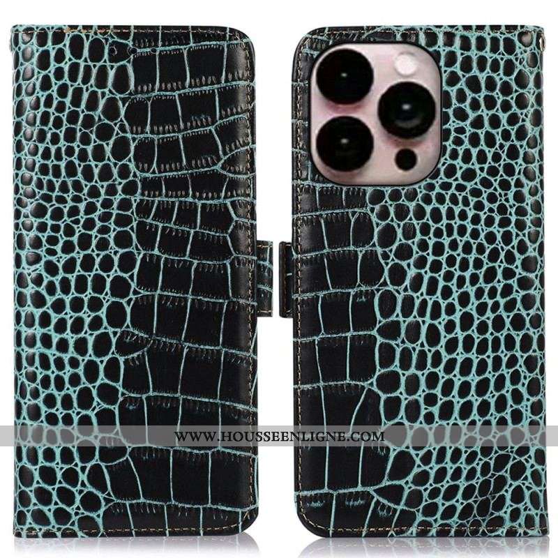 Housse iPhone 14 Pro Max Style Crocodile RFID
