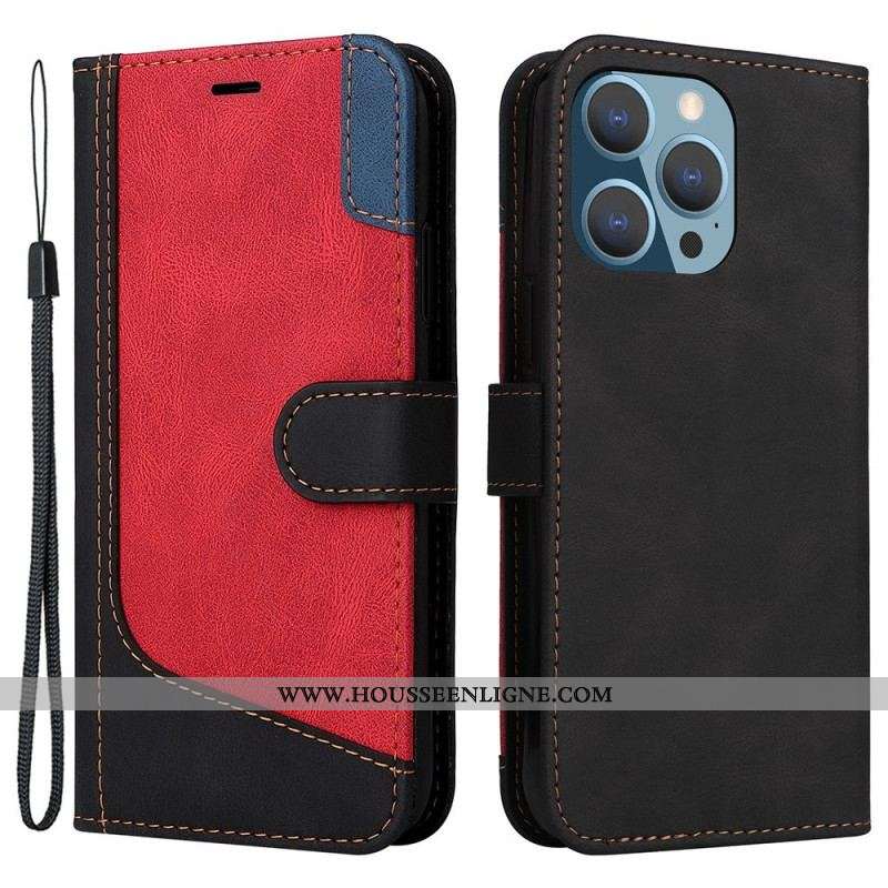 Housse iPhone 14 Pro Max Tricolore à Lanière