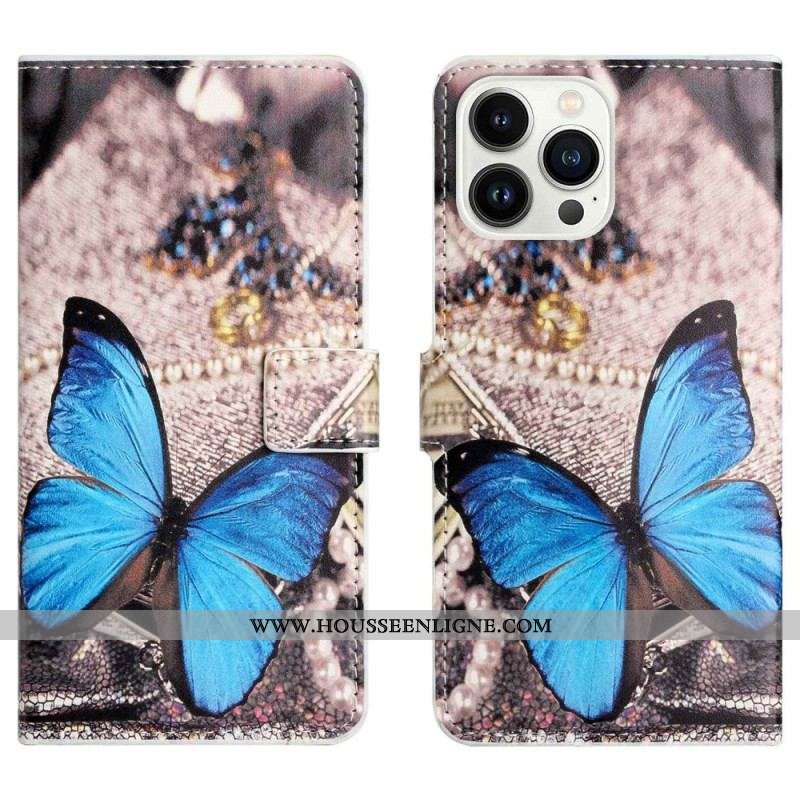 Housse iPhone 14 Pro Papillon Bleu
