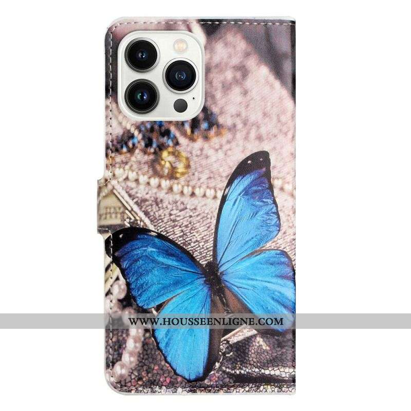 Housse iPhone 14 Pro Papillon Bleu
