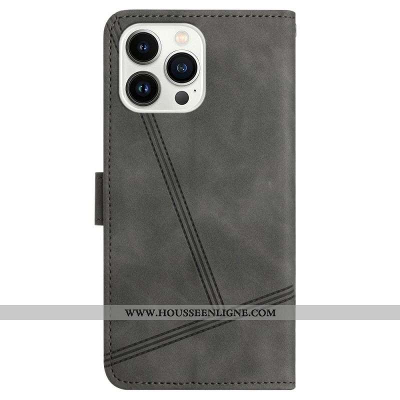 Housse iPhone 14 Pro Style Cuir Élégance à Lanière