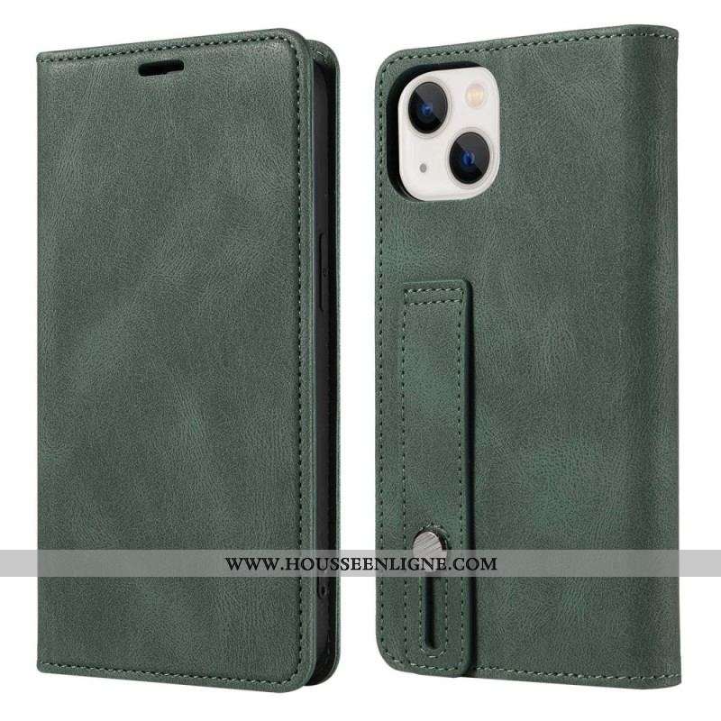 Housse iPhone 14 Simili Cuir avec Sangle Manuelle
