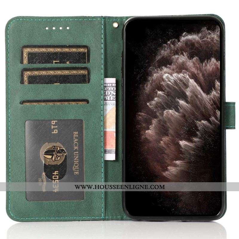 Housse iPhone 14 Texture Cuir Bicolore