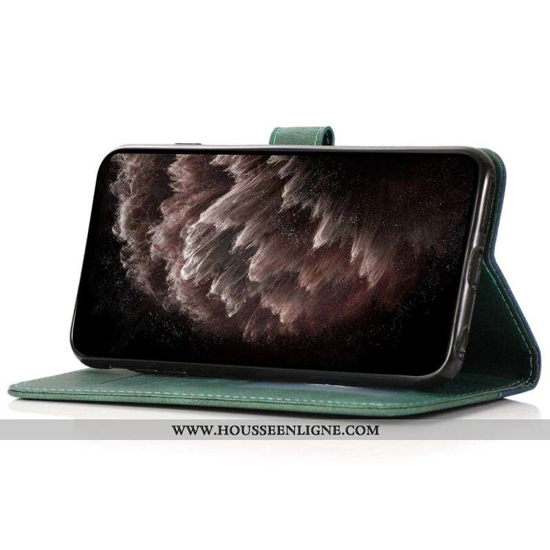Housse iPhone 14 Texture Cuir Bicolore