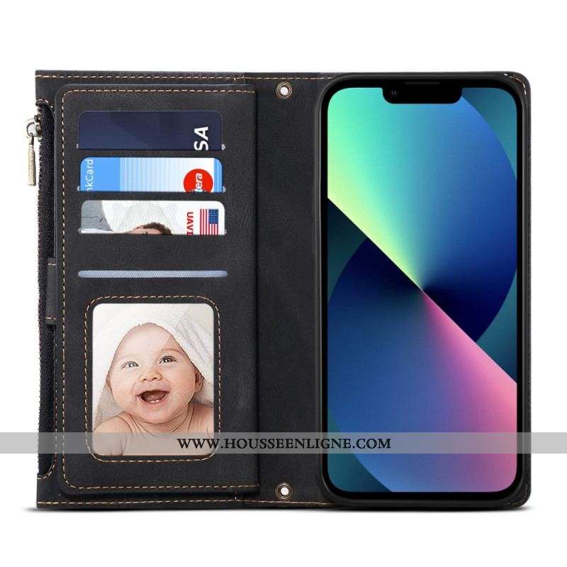 Housse iPhone 14 avec Pochette Fermeture Éclair