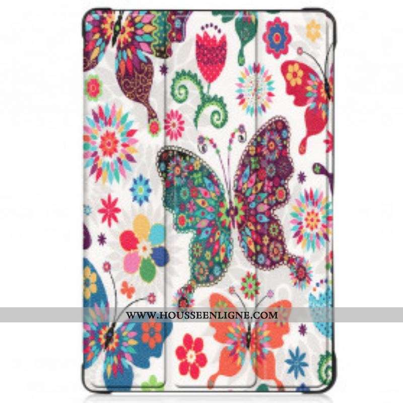 Smart Case Samsung Galaxy Tab A7 (2020) Renforcée Papillons et Fleurs