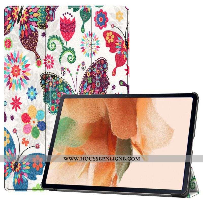 Smart Case Samsung Galaxy Tab S7 FE Porte-Stylet Fleurs Vintages