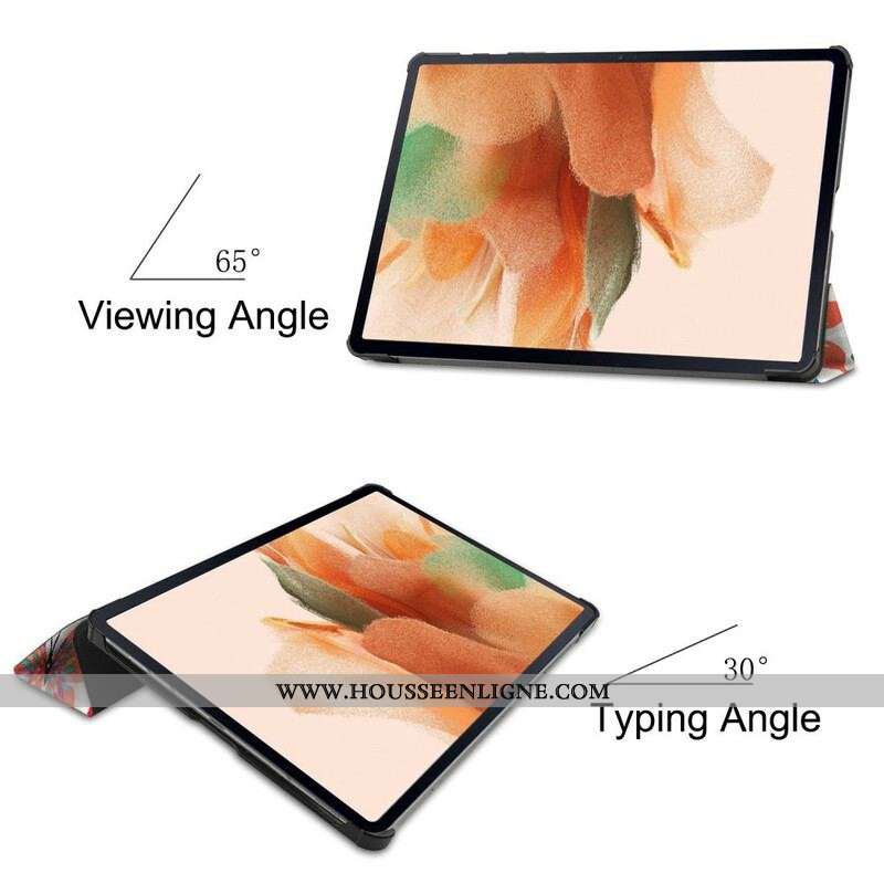 Smart Case Samsung Galaxy Tab S7 FE Porte-Stylet Fleurs Vintages