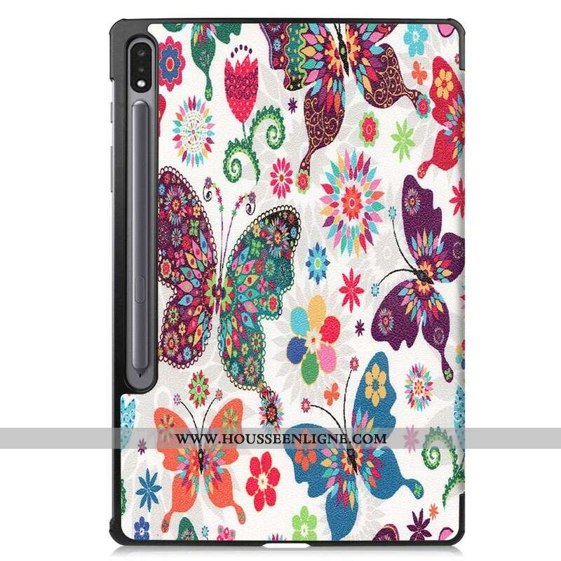 Smart Case Samsung Galaxy Tab S7 FE Porte-Stylet Fleurs Vintages