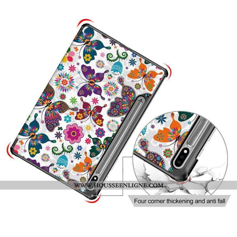 Smart Case Samsung Galaxy Tab S7 FE Renforcée Papillons et Fleurs