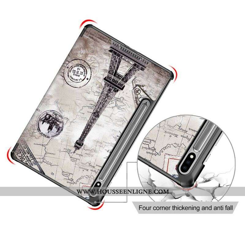Smart Case Samsung Galaxy Tab S7 FE Renforcée Tour Eiffel