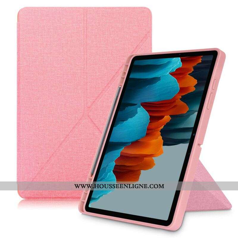 Smart Case Samsung Galaxy Tab S7 FE Texture Tissu Origami