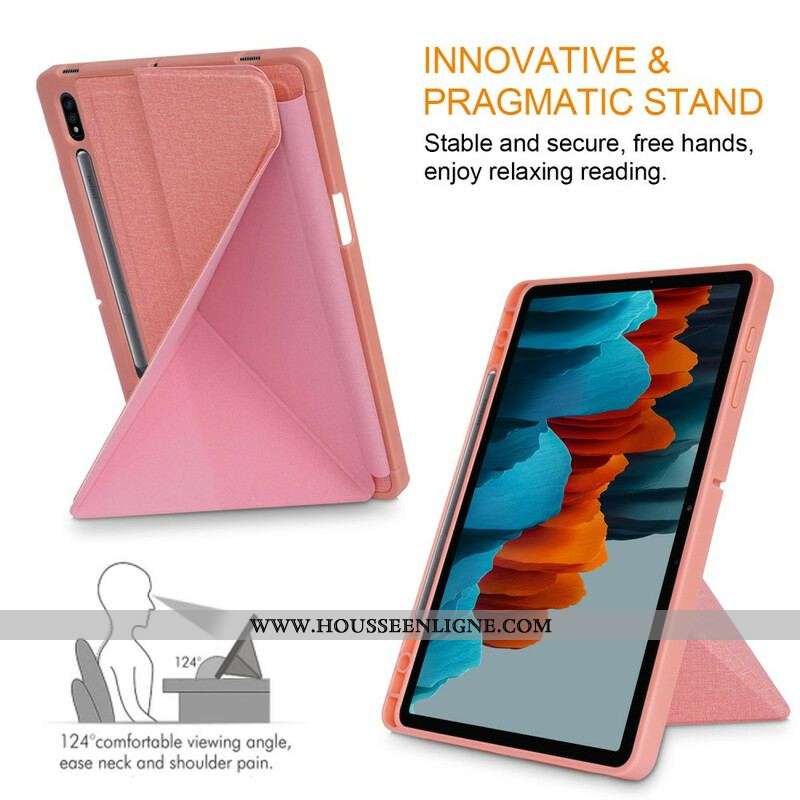 Smart Case Samsung Galaxy Tab S7 FE Texture Tissu Origami
