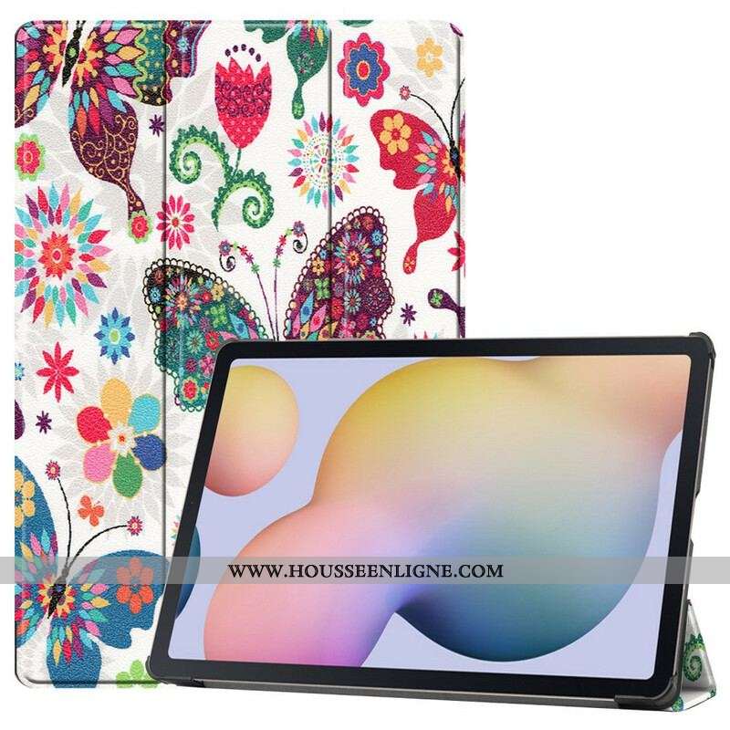 Smart Case Samsung Galaxy Tab S8 Plus / S7 Plus Renforcée Papillons et Fleurs