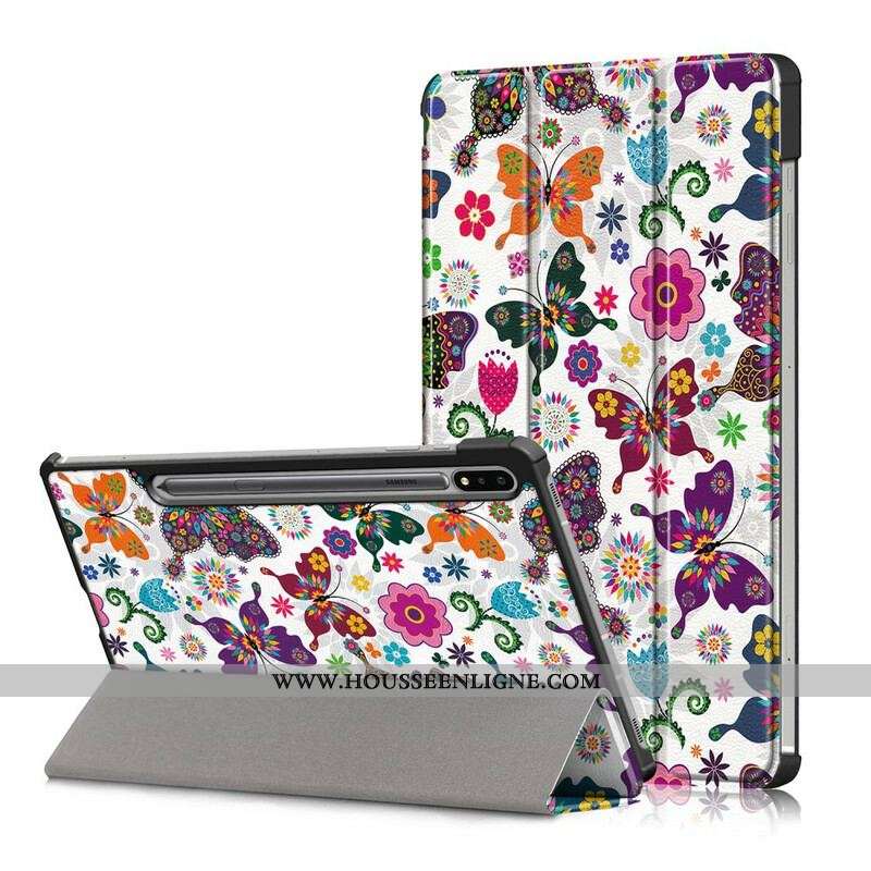 Smart Case Samsung Galaxy Tab S8 / Tab S7 Renforcée Papillons et Fleurs