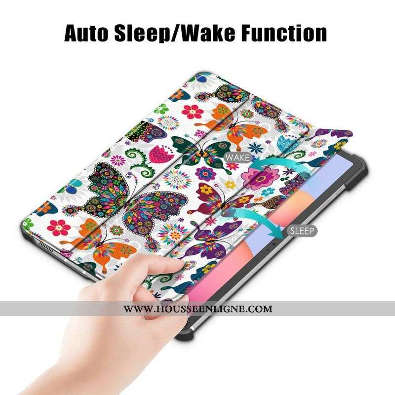 Smart Case Samsung Galaxy Tab S8 / Tab S7 Renforcée Papillons et Fleurs