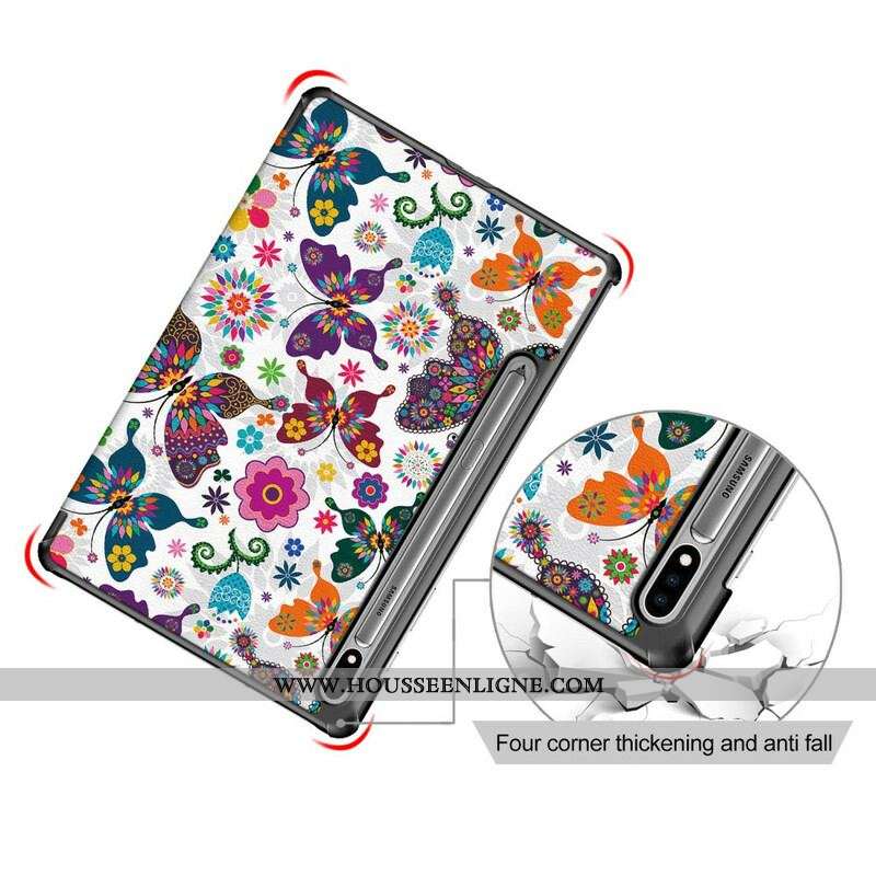 Smart Case Samsung Galaxy Tab S8 / Tab S7 Renforcée Papillons et Fleurs