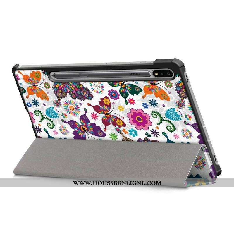Smart Case Samsung Galaxy Tab S8 / Tab S7 Renforcée Papillons et Fleurs