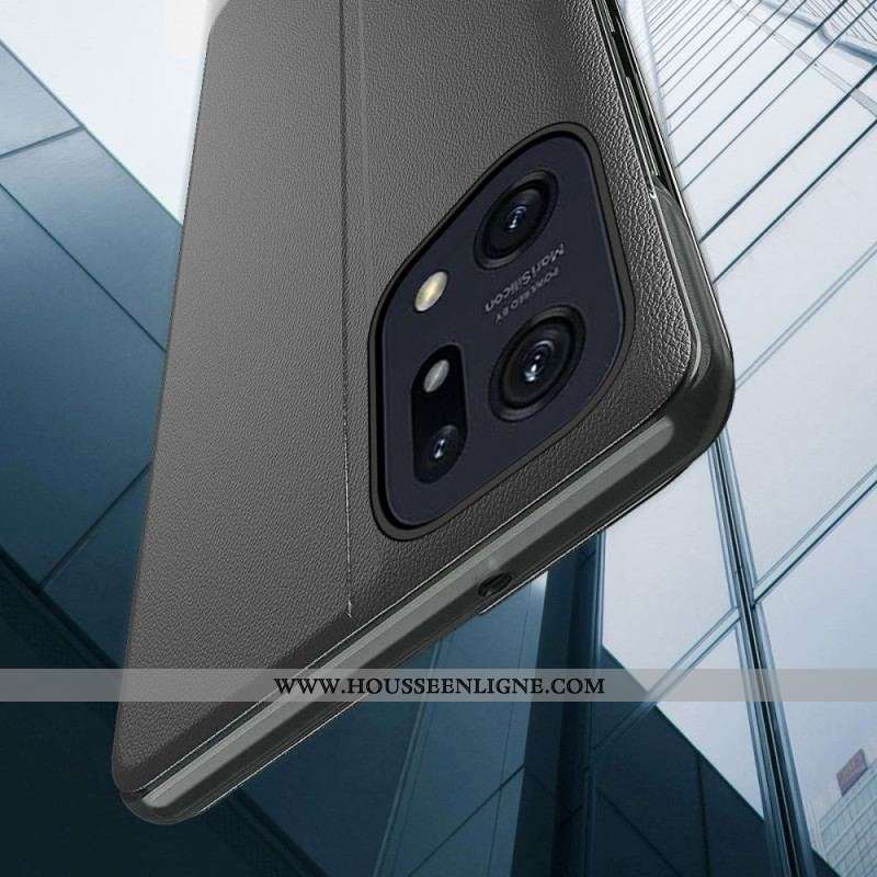View Cover Oppo Find X5 Simili Cuir Texturé