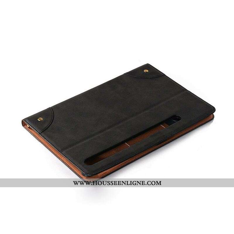 Étui Samsung Galaxy Tab S8 Plus / S7 Plus Simili Cuir Vintage Rivets
