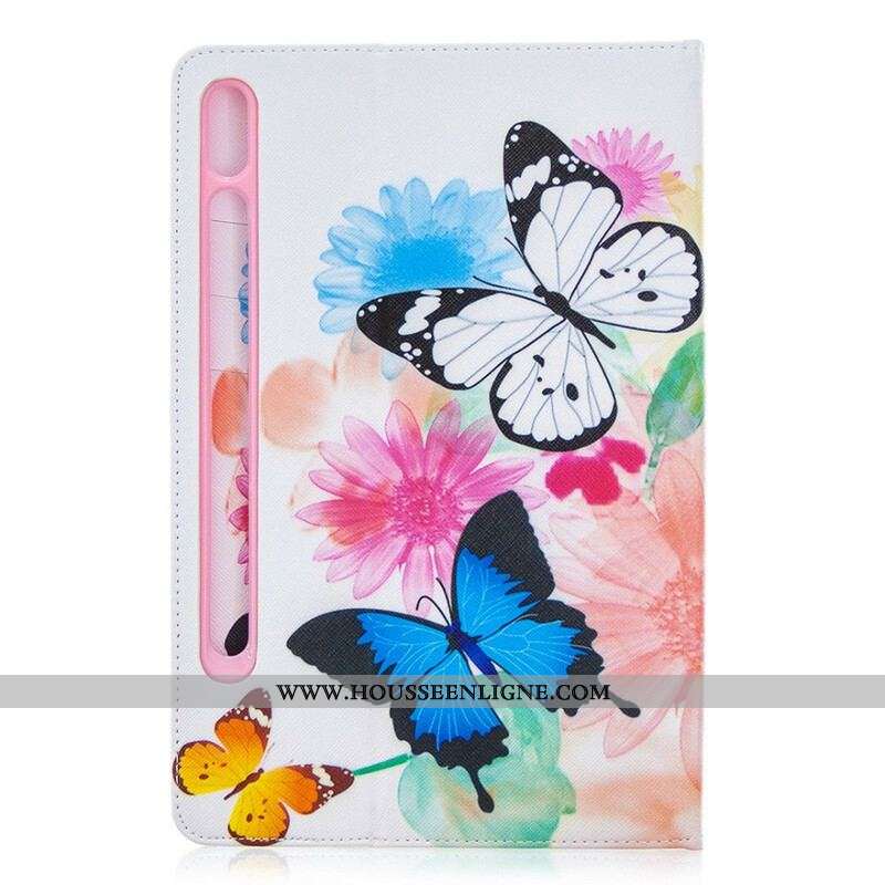 Étui Samsung Galaxy Tab S8 / Tab S7 Papillons Aquarelle