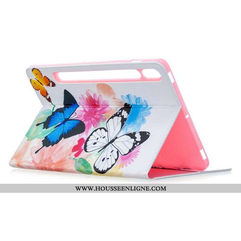 Étui Samsung Galaxy Tab S8 / Tab S7 Papillons Aquarelle