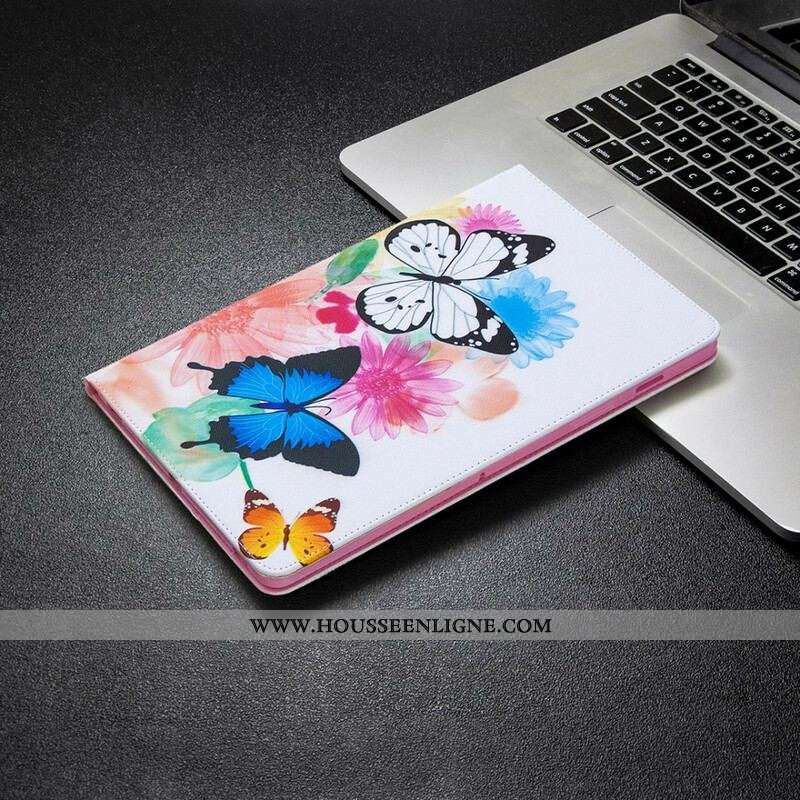 Étui Samsung Galaxy Tab S8 / Tab S7 Papillons Aquarelle